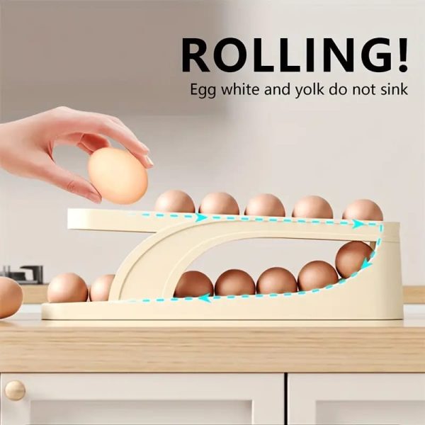 2 Tier Egg Organizer Automatic Scrolling Egg Rack Double Layer Egg Storage Tray