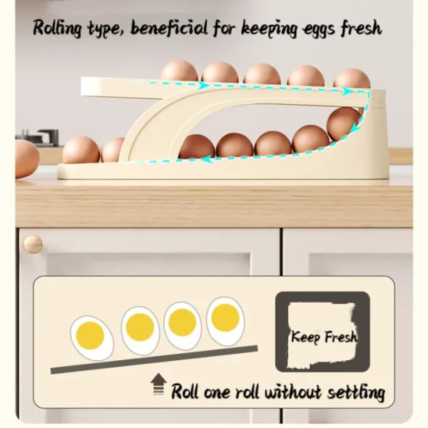 2 Tier Egg Organizer Automatic Scrolling Egg Rack Double Layer Egg Storage Tray