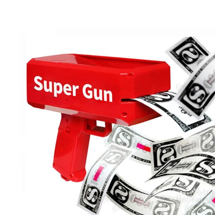 Money Gun Paper Spary Machine Toy Gun Money Gun with 100 Pcs Play Money Cash