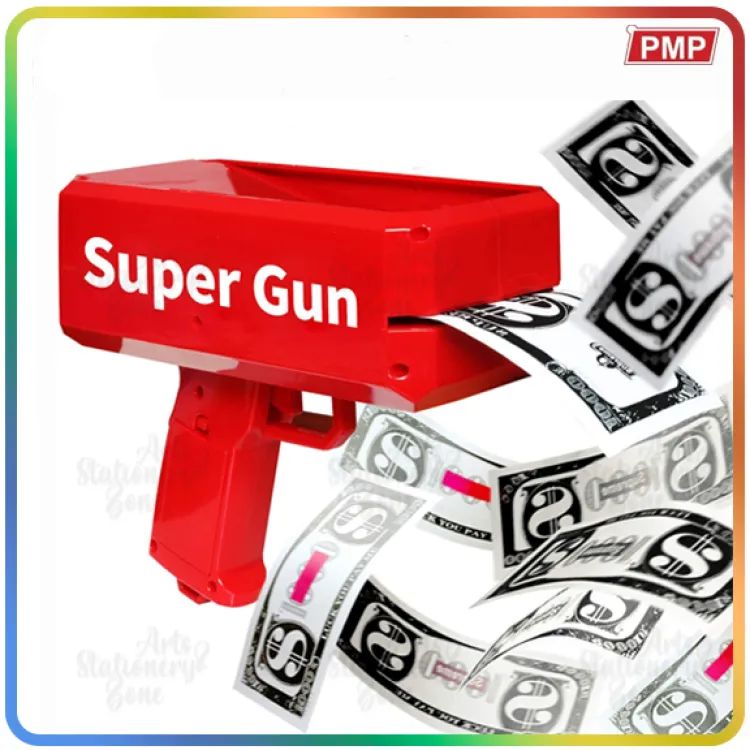 Money Gun Paper Spary Machine Toy Gun Money Gun with 100 Pcs Play Money Cash