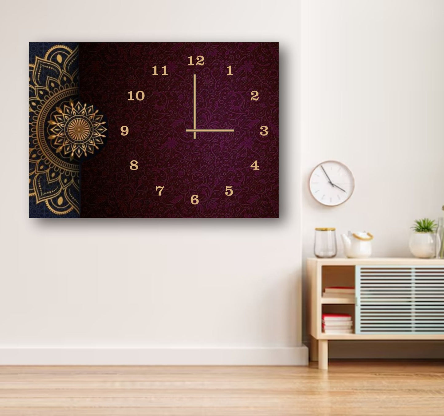 Mandala Design Wooden Wall Clock – 12x16 Inch Digital Print  (Without Battery)