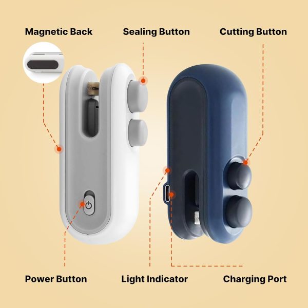 Mini Heat Sealing Machine 2 In 1 Cutting And Sealer Usb Rechargeable