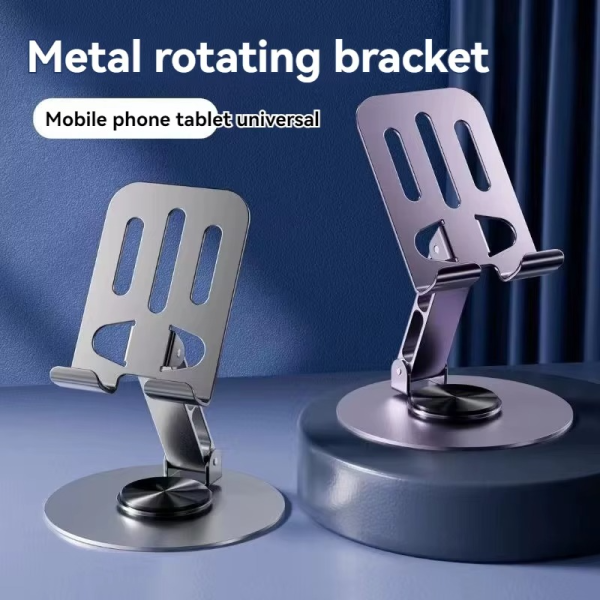Mobile Phone , Desktop & Tablet Holder for Desk, Stainless Steel Strong & 360° Adjustable & Foldable