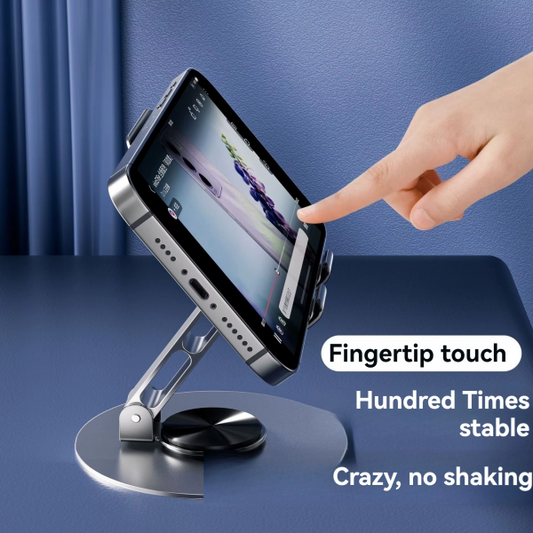 Mobile Phone , Desktop & Tablet Holder for Desk, Stainless Steel Strong & 360° Adjustable & Foldable