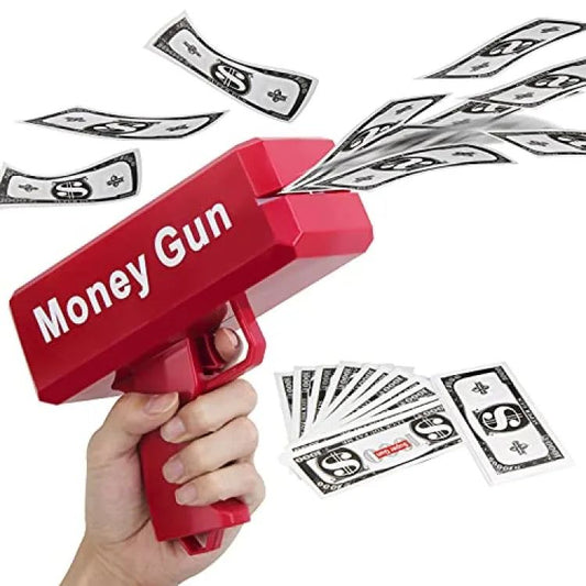 Money Gun Paper Spary Machine Toy Gun Money Gun with 100 Pcs Play Money Cash